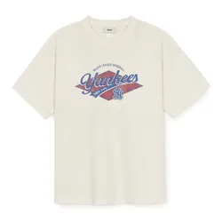 Áo Thun MLB Varsity Vintage Washing Graphic Mega Overfit T-Shirt New York Yankees 3ATSV0753-43CGD Màu Kem
