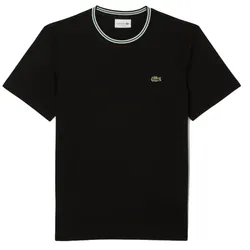 Áo Thun Nam Lacoste Men's Regular Fit Ribbed Collar Cotton Tshirt TH9903 031 Màu Đen Size 3