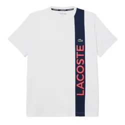 Áo Thun Nam Lacoste Men's Ultra Dry Print Branding Sport T-Shirt TH8938 51 HI1 Màu Trắng - Xanh Size 5