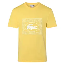 Áo Thun Nữ Lacoste Regular Fit T-Shirt Logo Print Màu Vàng Size 4