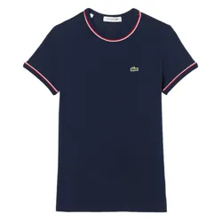 Áo Thun Nữ Lacoste Women's Contrast Accent Jersey T-Shirt TF0347 51 GWI Màu Xanh Navy Size 36
