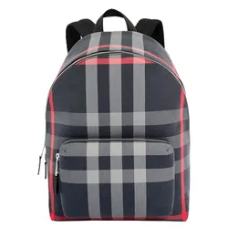 Balo Unisex Burberry Jeff Check Backpack Grey 80840571 Màu Xanh Xám