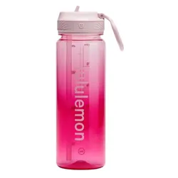 Bình Nước Lululemon Water Bottle Back To Life Clear Bottle Straw Lid Pink Organza/ Passionate/Pink Haze Màu Hồng 710ml