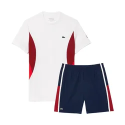 Bộ Thể Thao Nam Lacoste Lightweight Colorblock Stripe TH7539 001/GH314T IRZ Màu Trắng Xanh Navy