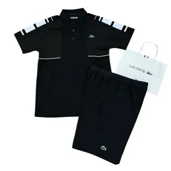 Bộ Thể Thao Nam Lacoste Men's Tennis Sportswear Plique And Mesh Màu Đen
