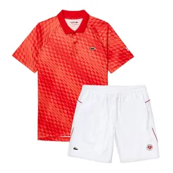 Bộ Thể Thao Nam Lacoste Tennis x Novak Djokovic DH5174 WI9/GH4766 Màu Đỏ Trắng Size 4