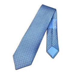 Cà Vạt Hermès Cravate Maillons Parade Ciel/Gris Màu Xanh Blue