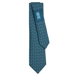 Cà Vạt Nam Hermès H Lift Tie Marine/Ciel H006346T 01 Rộng 7cm Màu Xanh Biển