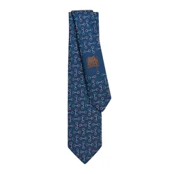Cà Vạt Nam Hermès Mors Tricolore Tie Indigo / Rose / Ciel Màu Xanh/Hồng