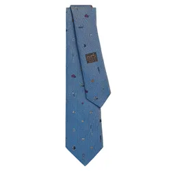 Cà Vạt Nam Hermès Sporty Chic Tie Ciel /Multicolore H339364T 06 Rộng 7cm Màu Xanh Da Trời