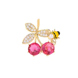 Cài Áo Nữ Meri Cherry And Bee BR872 Màu Hồng Vàng