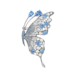 Cài Áo Nữ Meri Graceful Butterfly BR860 Màu Xanh Bạc