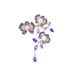 Cài Áo Nữ Meri Purple Pearl Blossom BR863 Màu Tím