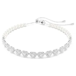 Dây Chuyền Nữ Swarovski Mixed Cuts, Crystal Pearl, Heart, White, Rhodium Plated 5720861 Màu Bạc