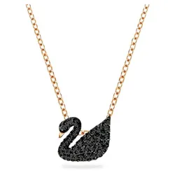 Dây Chuyền Nữ Swarovski Swan, Small, Black, Rose Gold-Tone Plated Màu Đen - Vàng Hồng
