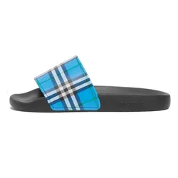 Dép Burberry Check Slides Màu Xanh Blue Size 36