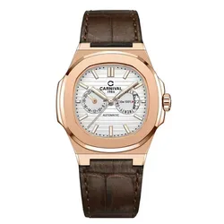 Đồng Hồ Nam Carnival Automatic Watch 8158G-VH-DD-T Màu Nâu/Trắng