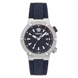 Đồng Hồ Nam Versace Greca Logo Diver Recycled PU Watch 43mm VE8G00124 Màu Xanh Bạc