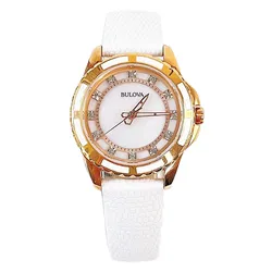 Đồng Hồ Nữ Bulova Quartz 98P119 Màu Trắng - Vàng