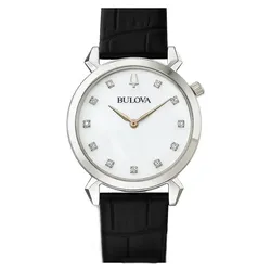 Đồng Hồ Nữ Bulova Quartz Diamond 96P210 Màu Đen Trắng