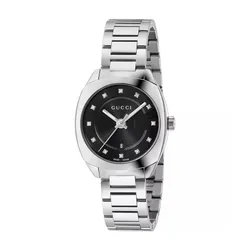 Đồng Hồ Nữ Gucci GG2570 Black Dial Diamond YA142503 Màu Bạc Đen