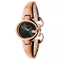 Đồng Hồ Nữ Gucci Guccissima PVD Rose Gold Watch 27mm Màu Vàng Đen