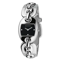 Đồng Hồ Nữ Gucci Marina Chain Ladies Diamond Set Watch YA121503 Màu Bạc - Đen
