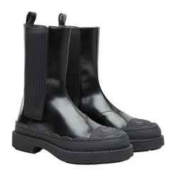 Giày Boot Nữ Gucci Interlocking G Leather Boots 758047 AACMT 1000 Màu Đen Size 35