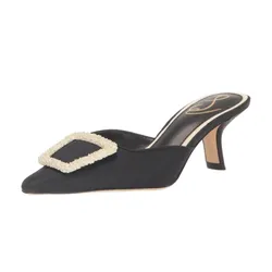 Giày Cao Gót Nữ Sam Edelman Brit Kitten Heel Mule I3885F2002-10M Black Suede Màu Đen Size 36