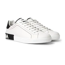 Giày Sneaker Nam Dolce & Gabbana D&G Portofino Logo Detailed Leather White Màu Trắng Size 39