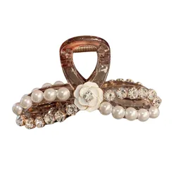 Kẹp Tóc Nữ Meri Pearl Camellia HC147-T Màu Nâu