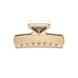 Kẹp Tóc Prada Triangle Logo Hair Clip In Metal Màu Vàng Gold