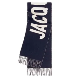 Khăn Quàng Cổ Unisex Jacquemus L'echarpe Fringe Logo In 22H226AC435 5007 380 Màu Xanh Navy