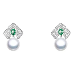 Khuyên Tai Nữ Kya Jewel Forest Bloom Pearl JSE4 Màu Bạc Xanh
