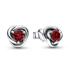 Khuyên Tai Nữ Pandora Red Eternity Circle Stud Earrings 292334C06 Màu Bạc/Đỏ