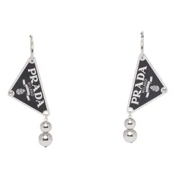 Khuyên Tai Nữ Prada Sterling Silver Ball Drop Earrings Màu Bạc Đen