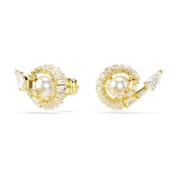 Khuyên Tai Nữ Swarovski Snake Stud Earrings Crystal Pearl, Mixed Cuts, Year Of The Snake, White, Gold-Tone Plated 5698888 Màu Vàng