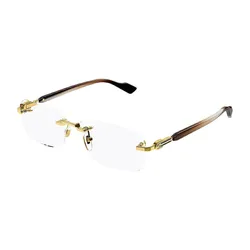 Kính Mắt Cận Nam Gucci Eyeglasses Gold GG1221O 002 Màu Nâu Vàng