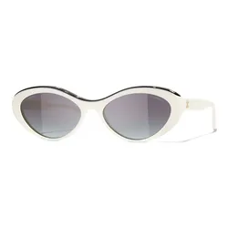 Kính Mắt Nữ Chanel Oval Sunglasses Acetate A71341 X08101 S6361 Màu Trắng Đen