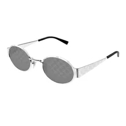 Kính Mát Unisex Gucci Oval Sunglasses GG1854S 002 Màu Bạc