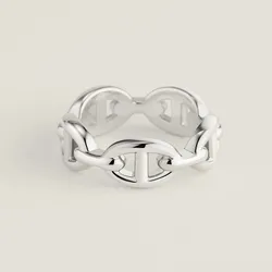 Nhẫn Hermès Chaine D'ancre Enchainee Ring Small Model H109507B 00048 Màu Bạc