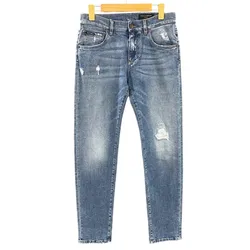 Quần Jean Nam Dolce & Gabbana D&G Wash Rách 2 Đùi Slim GY07CD G8DO0 S9001 Màu Xanh Size 44