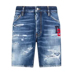 Quần Short Nam Dsquared2 Dark Ripped Wash Marine Shorts S74MU0819S30309470 Màu Xanh Size 46