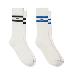 Set 2 Tất Lacoste Unisex Ribbed Cotton Socks RA6842 51 NYV Màu Trắng Size 39-42