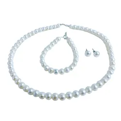Set Dây Chuyền + Khuyên Tai + Vòng Đeo Tay Minh Hà Pearl Jewelry Ngọc Trai Màu Trắng