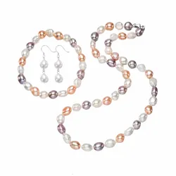 Set Dây Chuyền, Vòng Tay, Khuyên Tai Nữ Kya Jewel Multicolor Pearl JS7 Phối Màu