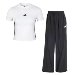 Set Quần Áo Cộc Tay Nữ Adidas Three Stripes Lifestyle Woven White JY8571/JE1306 Màu Trắng Đen Size S