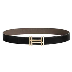 Thắt Lưng Nam Hermès H Au Carre Gold Belt Buckle & Reversible Leather Strap 32mm Noir/Étain Màu Đen/Xám Size 95