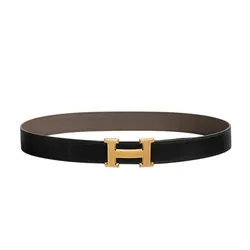 Thắt Lưng Nam Hermès H Guillochee Belt Buckle & Reversible Leather Strap 32mm Noir/Étain Hai Mặt Màu Đen/Xám Size 90