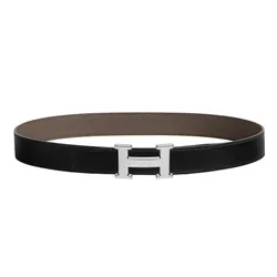 Thắt Lưng Nam Hermès H Striee Belt Buckle & Reversible Leather Strap 32mm Noir/Étain Màu Đen/Xám Size 95